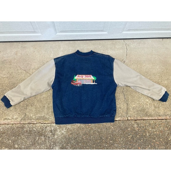 Three Rivers Jackets & Blazers - Vintage Diner Jean Jacket Mens Large L Blue Denim Varsity Cotton USA Made 90s